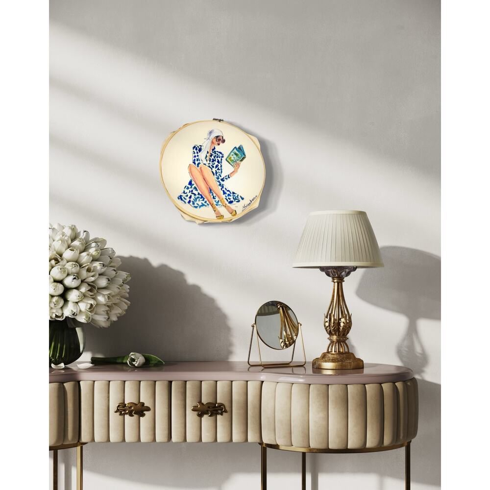 Hand-Painted Modern Canvas Art of a Stylish Woman Reading a Book